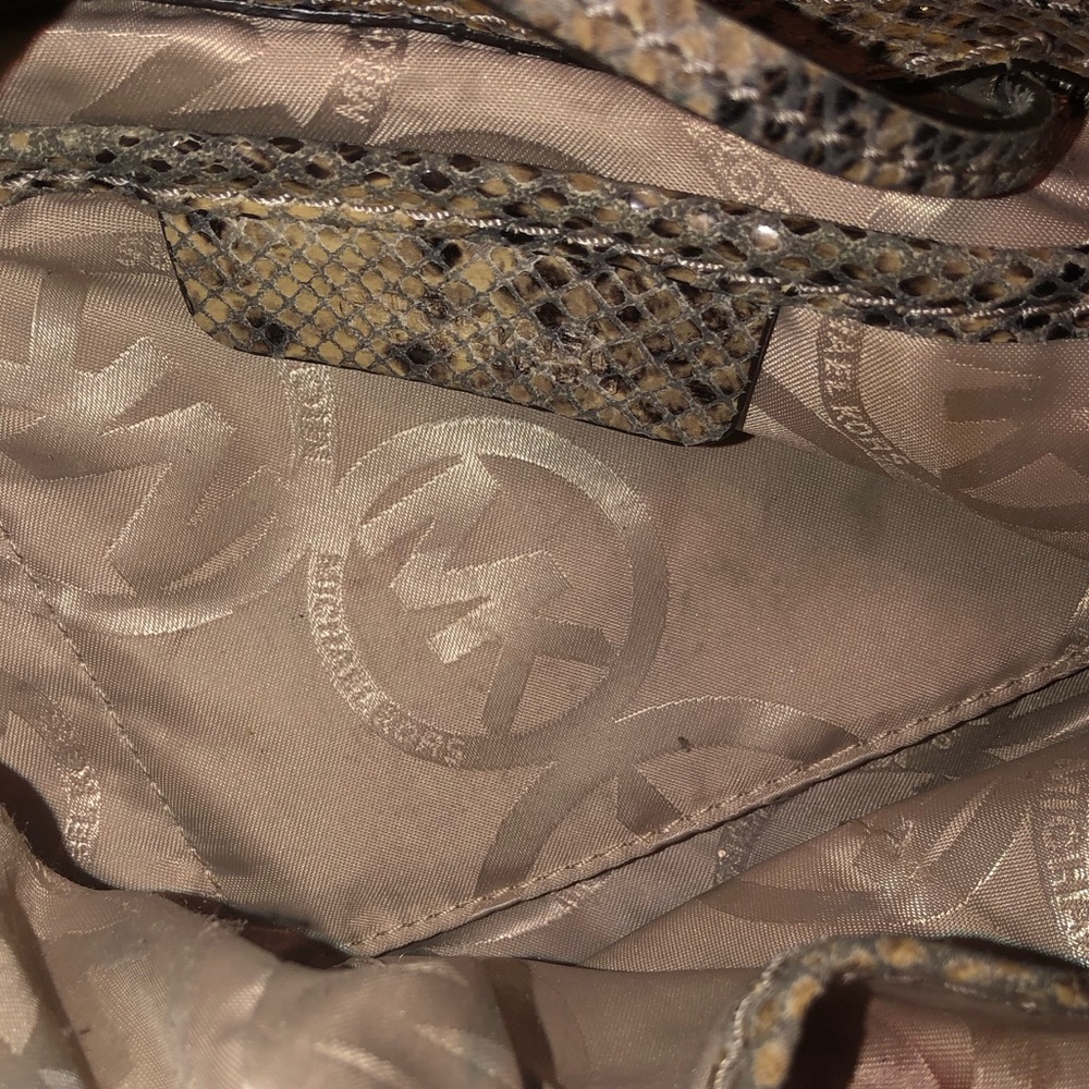 Prwnd Michael kors hobo hand bag leather green and black snake print - Picture 11 of 12